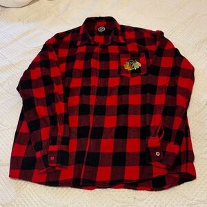 NHL Chicago Blackhawks Buffalo Plaid Flannel Shirt Men’s XL Red Black